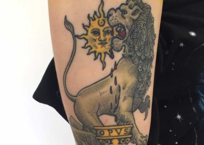 Andrez, tattoo, arm, lion
